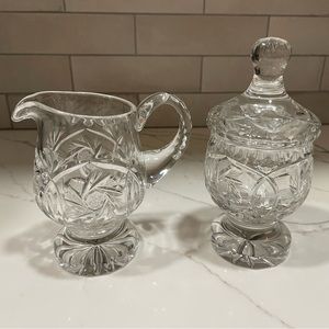 Heavy Lead Crystal Cream and Sugar